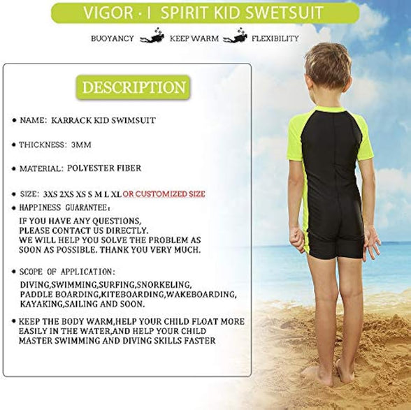 Karrack Girls and Boys One Piece Rash Guard Swimsuit Kid Water Sport Short Swimsuit UPF 50+ Sun Protection Bathing Suits