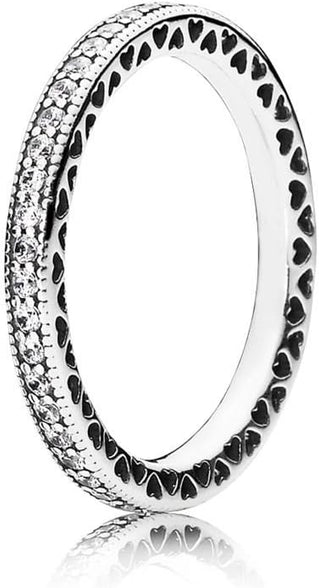 Pandora 190963CZ Women's Ring Heart 925 Sterling Silver Zirconia transparent, UK S (EU 60 (19.1))