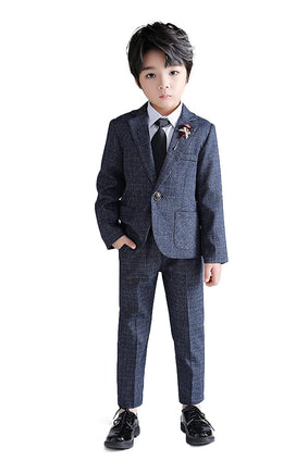 2 Piece Boys Suit Set Plaid Kids Blazer & Pants Outfit, Leisurewear or Wedding Party Clothes 3-4Y