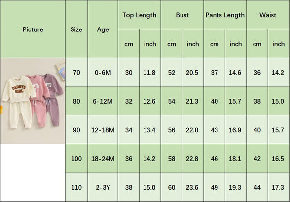 FIOMVA Daddys Girls Baby Clothes Toddler Fall Winter Outfit Sweatshirt Pants Set Toddler Jumper Sweatpants Suit 0-6 Months