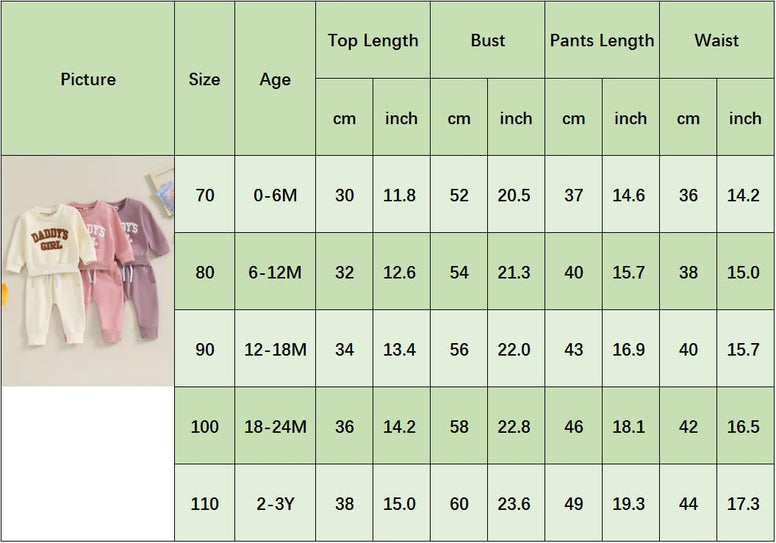 FIOMVA Daddys Girls Baby Clothes Toddler Fall Winter Outfit Sweatshirt Pants Set Toddler Jumper Sweatpants Suit 0-6 Months