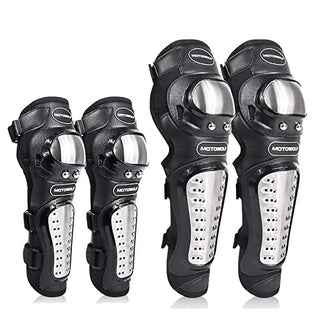 Moto Wolf Leather Elbow and Knee Pads for Adult Men and Women Protective Gear Set for Roller Skating Cycling Biking BMX Bicycle Scooter Rollerblades Skateboard Motor Cycle