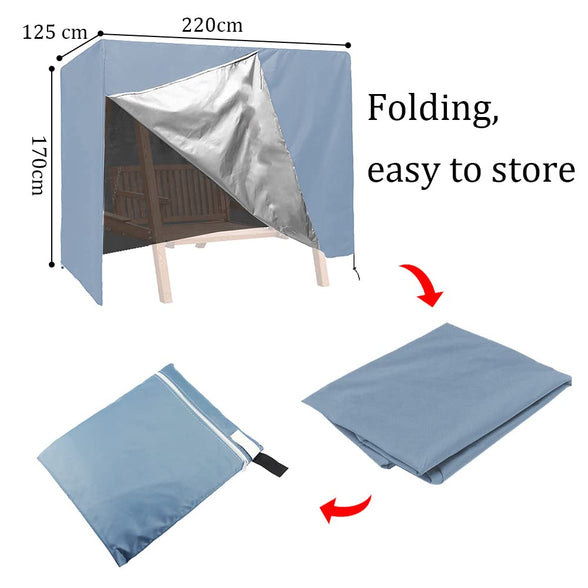 Gluckluz Patio Swing Cover Outdoor Garden Swing Chair Cover 3 Seats Waterproof Hammock Glider Canopy with Zipper Hanging Chair Protection Wrap for Garden Lawn Porch Furniture, 220 X 125 X 170cm