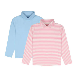 JIAHONG Unisex Kids 2-Pack Solid and Yarn Dyed Stripe Long-Sleeve Turtleneck T-Shirt for Boys or Girls (3-4T)