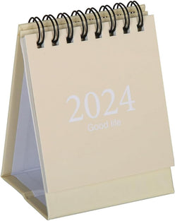 Mini Desk Calendar,2023-2024 - Aug 2023 to Dec 2024 Small Desktop Calendar, for Home Office School,with Stickers,Reminder of Important Days. (Beige)