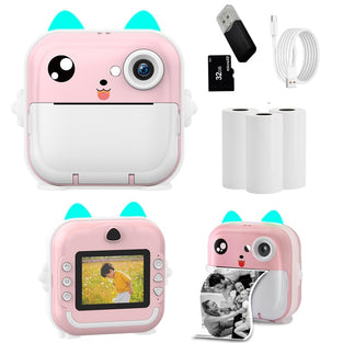 Beauenty Kids Camera Instant Print Toddler Digital Camera with 1080P HD Video Camera, 48MP Camera with Phone Connected 32GB Card, Pink