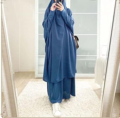 BOJON Muslim Two Piece Prayer Dress for Women Abaya Dress Islamic Middle East Dubai Turkey Maxi Abaya Kaftan with Full Length Hijab Dress