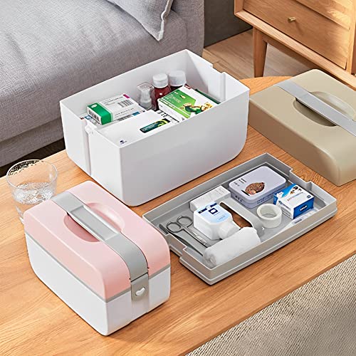 McMola Medical Box Storage Medicine Box, Household Medicine Box, First Aid Kit Organizer, Pink, with Compartments, Medicine Storage Portable Medicine Chest Drug Storage Box(Size : Small)