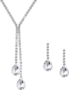 Yellow Chimes Exclusive Sparkling Crystals Jewellery Set with Earrings Necklace Set for Women and Girls