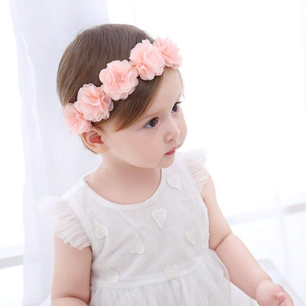 Flower Crown Baby Headbands 2 Pcs Newborn Floral Birthday Headbands for 4-24 Months