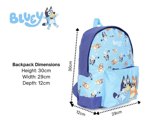 Bluey Official & Bingo Childrens Backpack, Kids Backpack, Schoolbag, Rucksack Blue, Blue