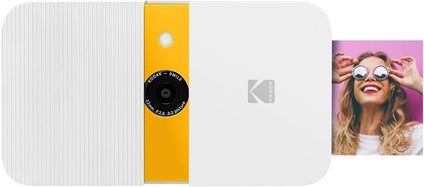 KODAK Smile Instant Print Digital Camera – Slide-Open 10MP Camera w/2x3 ZINK Printer, Screen, Fixed Focus, Auto Flash and Photo Editing – White/Yellow