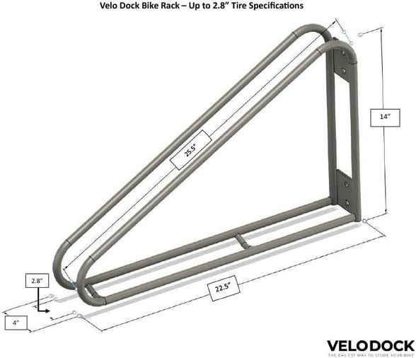 Velo Dock Wall Bike Rack - Space-Saving Vertical Bike Rack For Garage Or Commercial Use - Simple & Secure Bicycle Storage For Adult Bikes - (Regular Bike Rack)