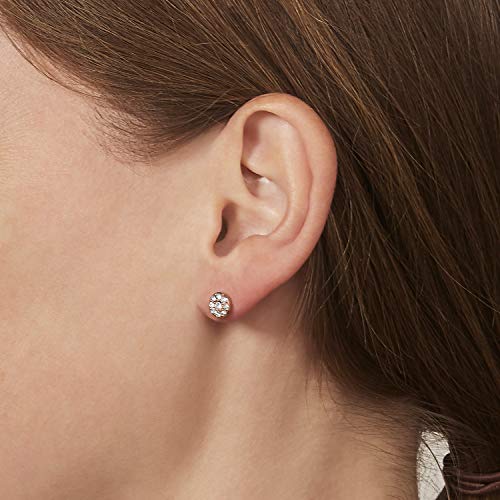 Fossil Women's Stainless Steel Sutton Crystal Disc Stud Earrings, Rose Gold