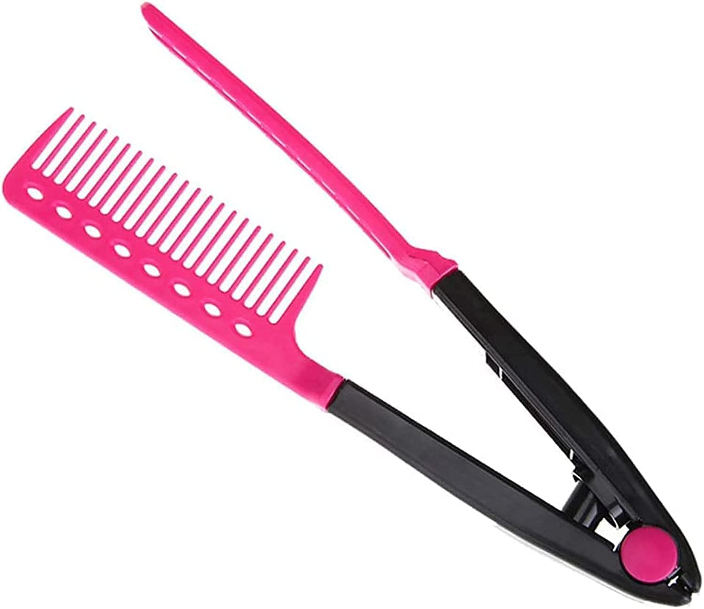 COOLBABY Comb Straightening Hair Hair Styling Comb For Great Tresses Flat Iron Comb With A Firm Grip Straightening Comb For Knotty Hair Folding DIY V-Shape Hair Styling Comb Pink NY0202-SRK