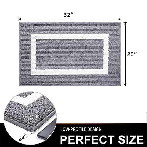 Indoor Door Mat, 50 * 80cm, Non-Slip Absorbent Resist Dirt Entrance Rug, Machine Washable Low-Profile Inside Entry Door Rugs for Entryway, Grey