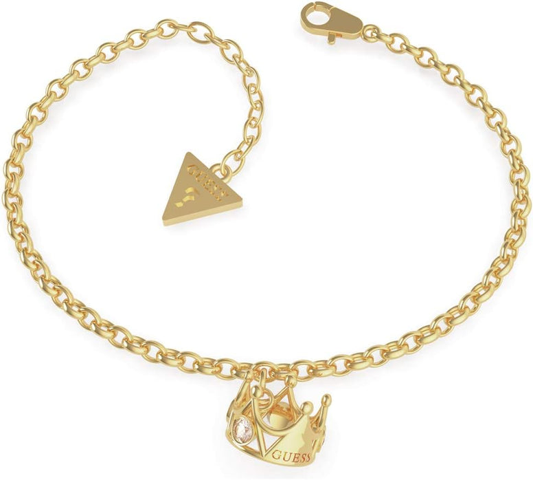 Guess Women's Crown Pendant Chain Bracelet, Golden
