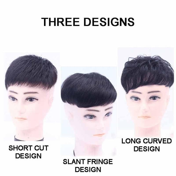 Knotless Toupee for Men, Short Hair Mechanism Wig, Full Real Hair Replacement Piece, Inch Wig Piece, Suitable for People with Hairline Falling Off,Natural (16 * 18 slant fringe design)