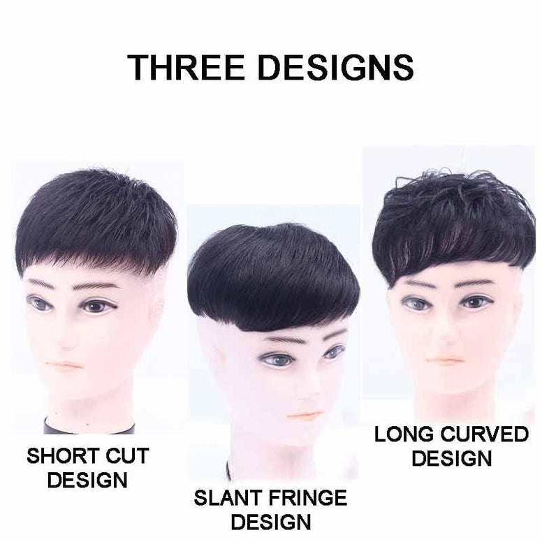 Knotless Toupee for Men, Short Hair Mechanism Wig, Full Real Hair Replacement Piece, Inch Wig Piece, Suitable for People with Hairline Falling Off,Natural (16 * 18 slant fringe design)