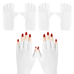 Unaone 2 Pairs Anti UV Gloves UV Shield Gloves for Gel Manicure, Light Protection Gloves for Gel Nail Lamp, Nail Art Fingerless UV Light Glove to Protect Hands from UV Light Lamp Dryer, White