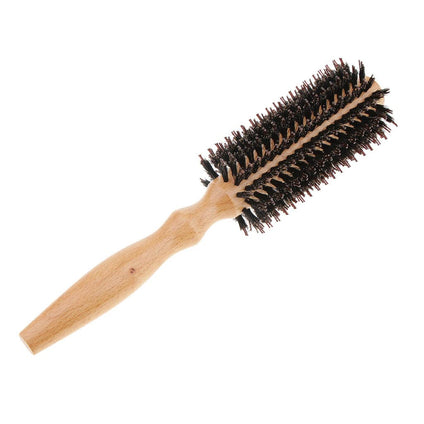 COOLBABY Professional Round Wooden Hairbrush Wooden Mini Round Hair Roller Comb Brush Hair Drying Brush Comb Anti-Static Blow Drying Hair Brush Hairdresser WSTT413-SRK