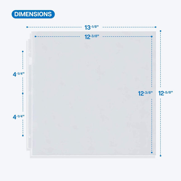 Dunwell Scrapbook Refill Pages 12x12 - (50 Pack) Super Heavyweight, Fits 3 Ring Scrapbooking Binders 12 x 12, Standard 12x12 Photo Album Refill Pages, Sheet Protectors, Paper Inserts Not Included