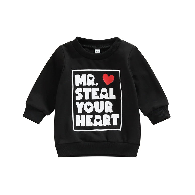 Eadrioss Toddler Baby Boys  Valentine's Day Outfit MR. Steal Your Heart Sweatshirt Spring Valentines Clothes Top  0-6 month