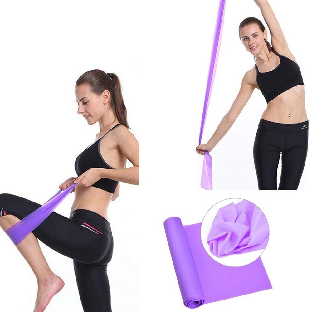 COOLBABY YOCAGO Resistance Exercise Bands Latex Elastic Bands for Strength Training, Yoga, Pilates, Fitness, Physical Therapy - Home Gym Body Workout Purple