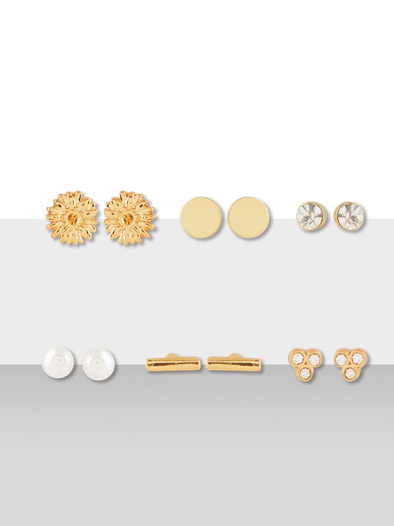 ZAVERI PEARLS Gold Tone Set Of 25 Contemporary Studs, Drop & Semi-Hoop Earrings-ZPFK10652