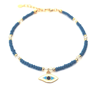 Alwan Long Size Anklet with an Evil Eye for Women - EE3695MNBLEY