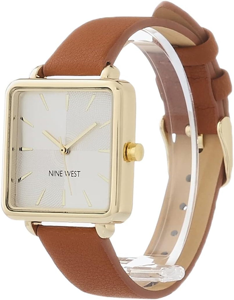 Nine West Women's Japanese Quartz Dress Watch with Faux Leather Strap