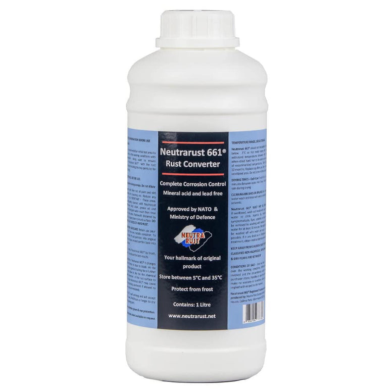 Neutrarust 661® Rust Converter - The Original Water based & Non-Hazardous. MOD & NATO Approved (1 Litre) 10-12 square metres coverage