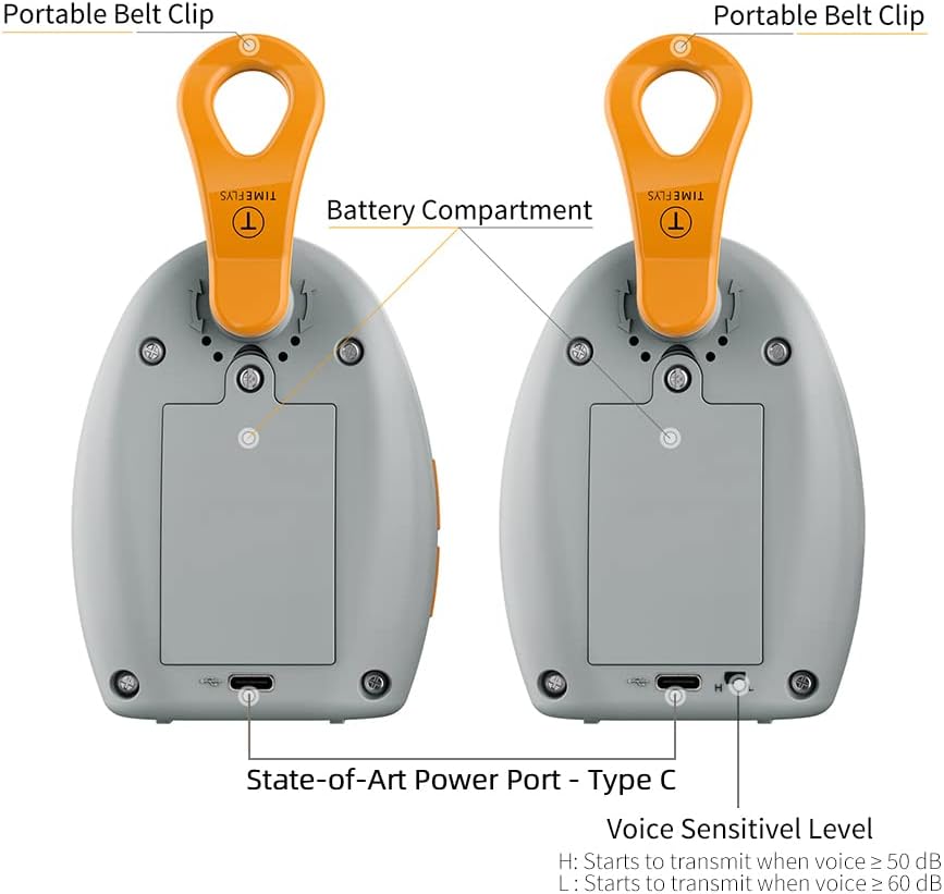 TimeFlys Audio Baby Monitor Twin Mustang OL, Two-Way Talk, Long Range up to 1000 ft, Rechargeable Battery, Temperature Monitoring and Warning, Lullabies, Vibration, LCD Display, Night Light