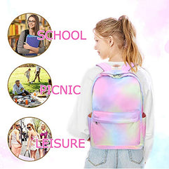 Junlion Kids Backpack Set 3-in-1 School Bag, Laptop Backpack Lunch Bag Pencil Case Gift for Teen Girls Womens, Multicolor, One Size, Laptop