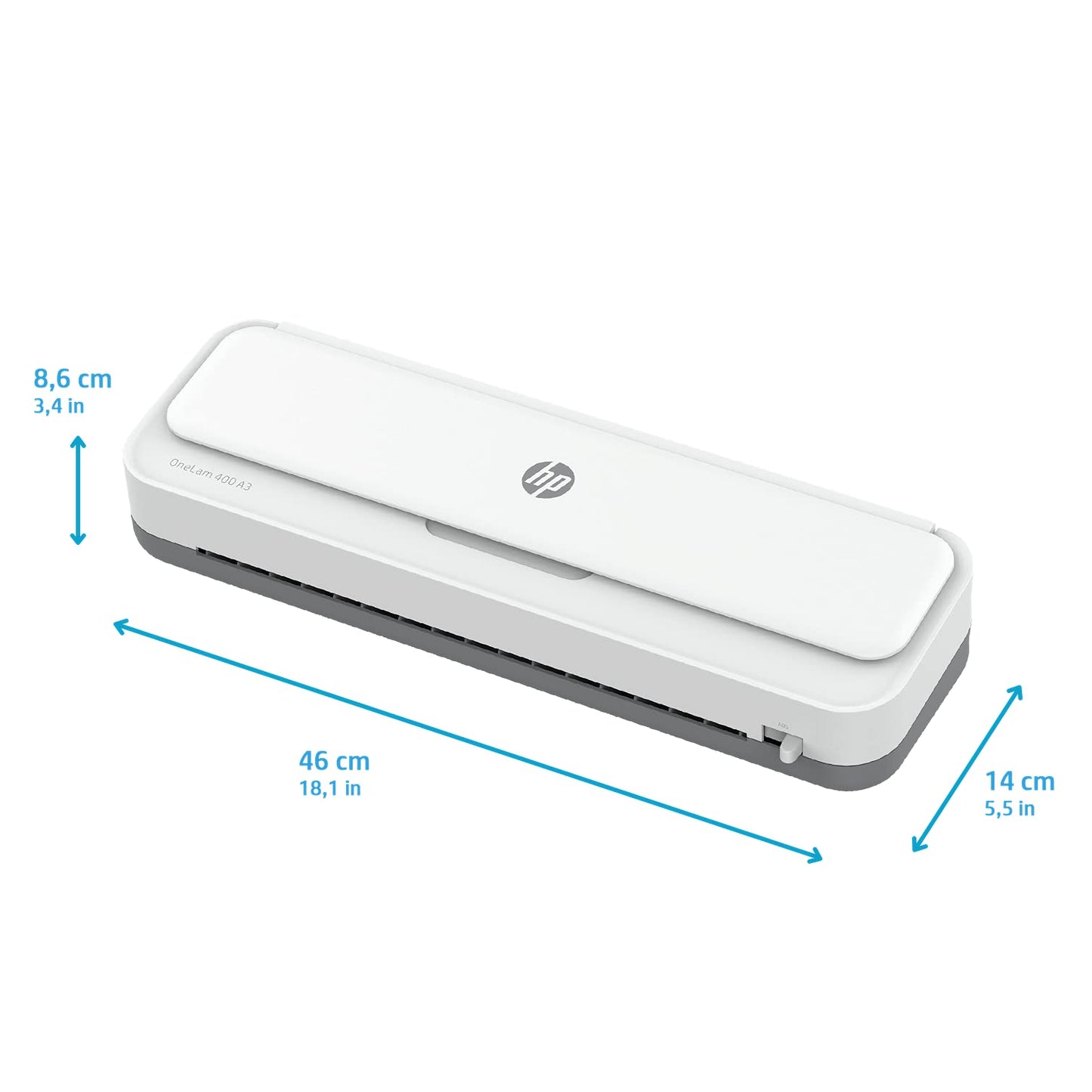 HP OneLam 400 A3 Laminator 75/80-125 Micron Includes Cutting Ruler, Corner Router and Laminating Pouches 3161