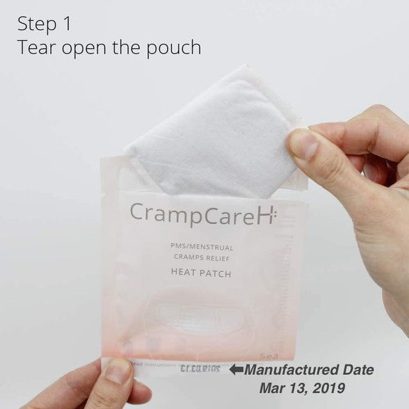 (5 Patches) CrampCareH PMS/Menstrual Cramps Relief Heat Patch with Wide Wings, FDA Registered