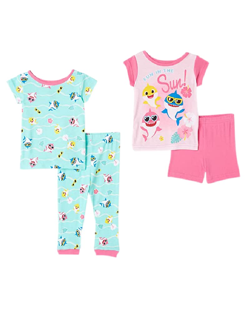 Nickelodeon Girls' Paw Patrol | Baby Shark | Blue's Clues & You 4-Piece Snug-fit Cotton Pajamas Set 18 Months