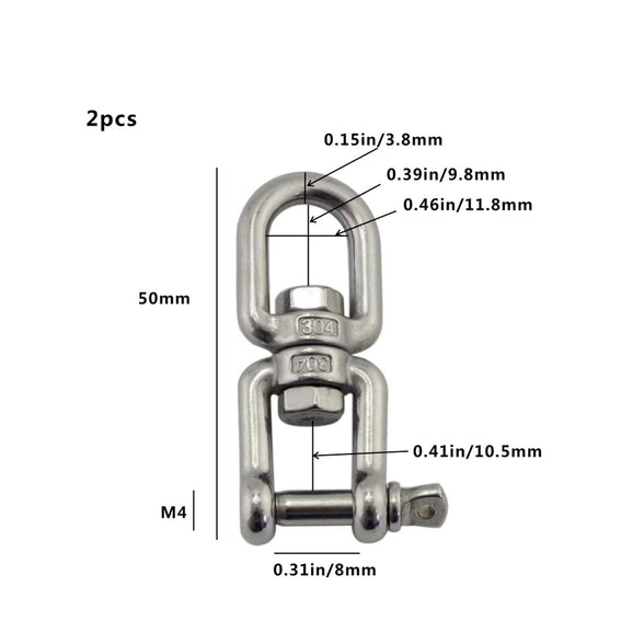 2 Pcs Swivel Rings Double Ended Snap Swivel Shackles Stainless Steel Swivel Snap Anchor Shackle Riggings for Hanging Chair Sandbag Industry