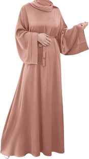 IMEKIS Women Muslim Abaya Long Sleeve Maxi Dress Loose Full Cover East Arabian Robe Dubai Islamic Dubai Prayer Clothes