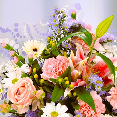 Homeland Florists Pastel Stunning Mixed Bouquet with Scented Oriental Lilies, Flowers Delivery Next Day Prime UK, Send a Beautiful Fresh Floral Gift