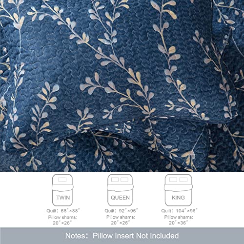 Floral Navy Queen Quilt Set Best for Beddings.