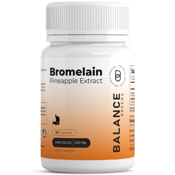Balancebreens Bromelain 500mg, 180 Capsules - Pineapple Extract Digestive Enzyme - Supports Digestion and Joint Support Supplement (1)