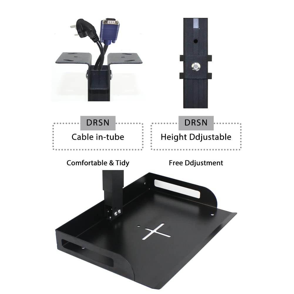 Universal Projector Ceiling Mount with Tray for Projector/Camera, Superior&Sturdy Carbon Steel-33lbs Load Capacity - Universal Bracket - Height Adjustable 11.4-22inches, in-Tube Cable Routing