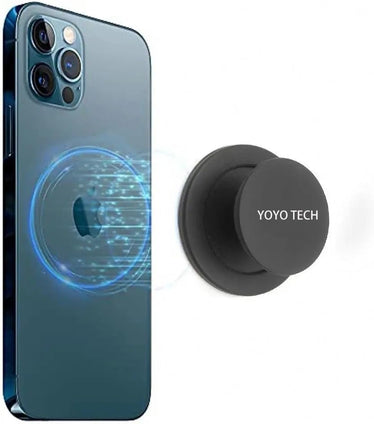 YoYoTech POP-MAG Grip Magnetic Phone Holder for Phone and Tablets with Expanding Kickstand Function Swappable Top Magnetic Mobile Phone Holder-Black