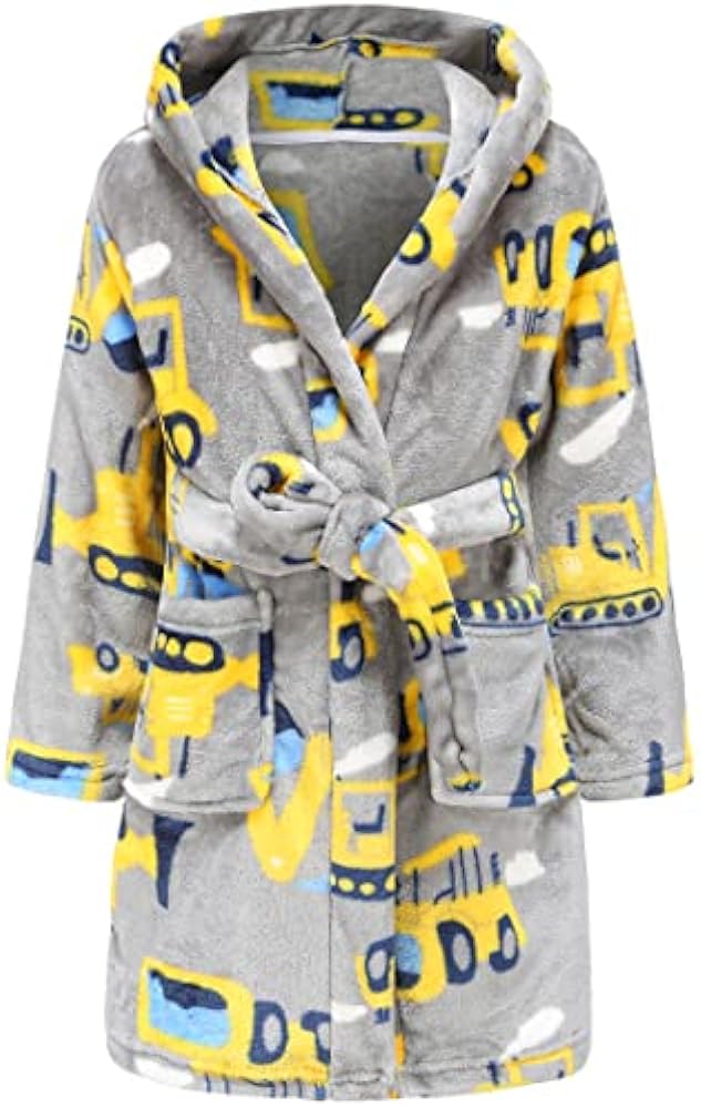 Kids Hooded Bathrobe Girls Soft Plush Hooded Flannel Pajamas Sleepwear Boys Spa Robe