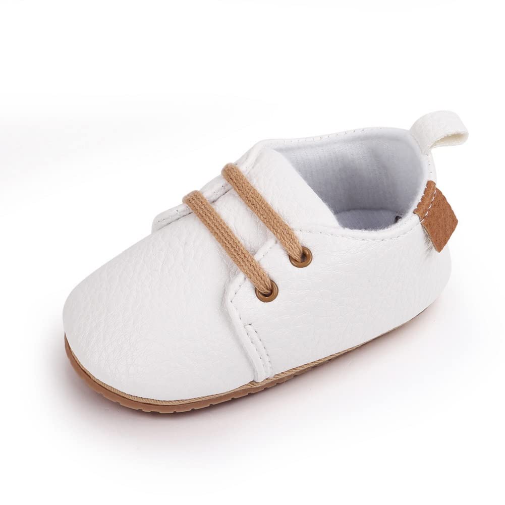 Infant Baby Boys Girls Leather Shoes Soft Rubber, Walking Shoes Non-Slip Sneaker Toddler for First Walker Shoes Newborn Crib Shoes, for 6 Months