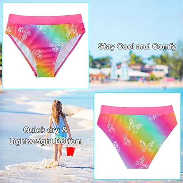 Vogseek Rash Guard Swimwear Girls 3-Piece Short Sleeve Swimsuit Kids Bathing Suit UPF 50+ Quick Dry Bikini Girls 7T-13T