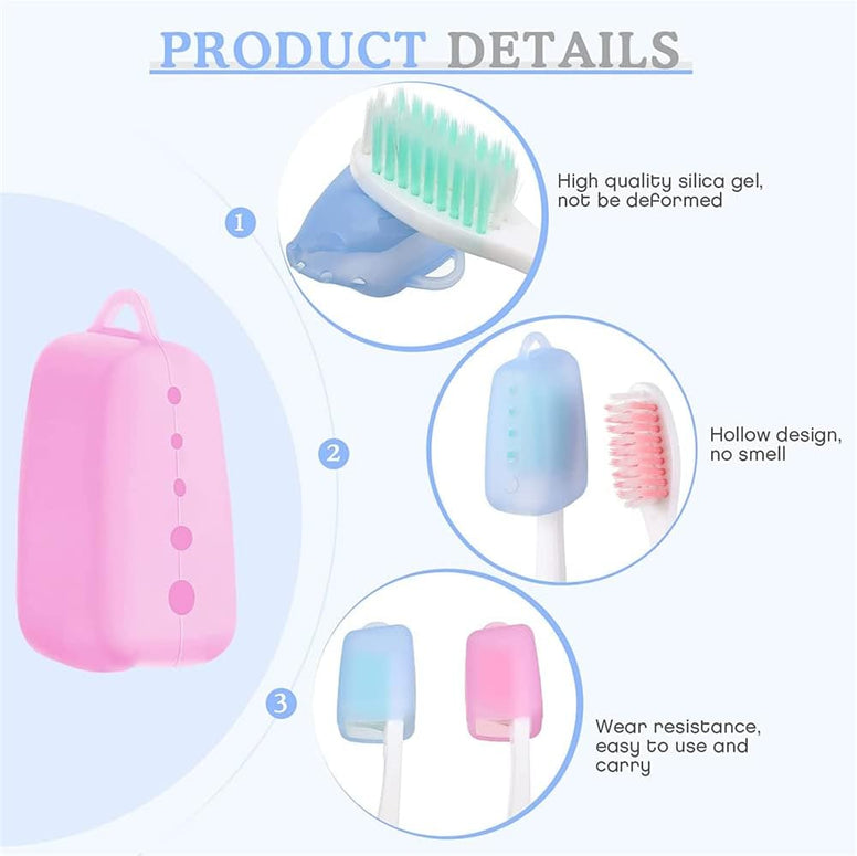 Toothbrush Protective Cover, ELECDON 5 Pack Travel Toothbrush Holders Portable Toothbrush Head Covers Colorful Toothbrush Cap Covers Toothbrush Travel Containers Silicone Toothbrush Covers Toothbrush