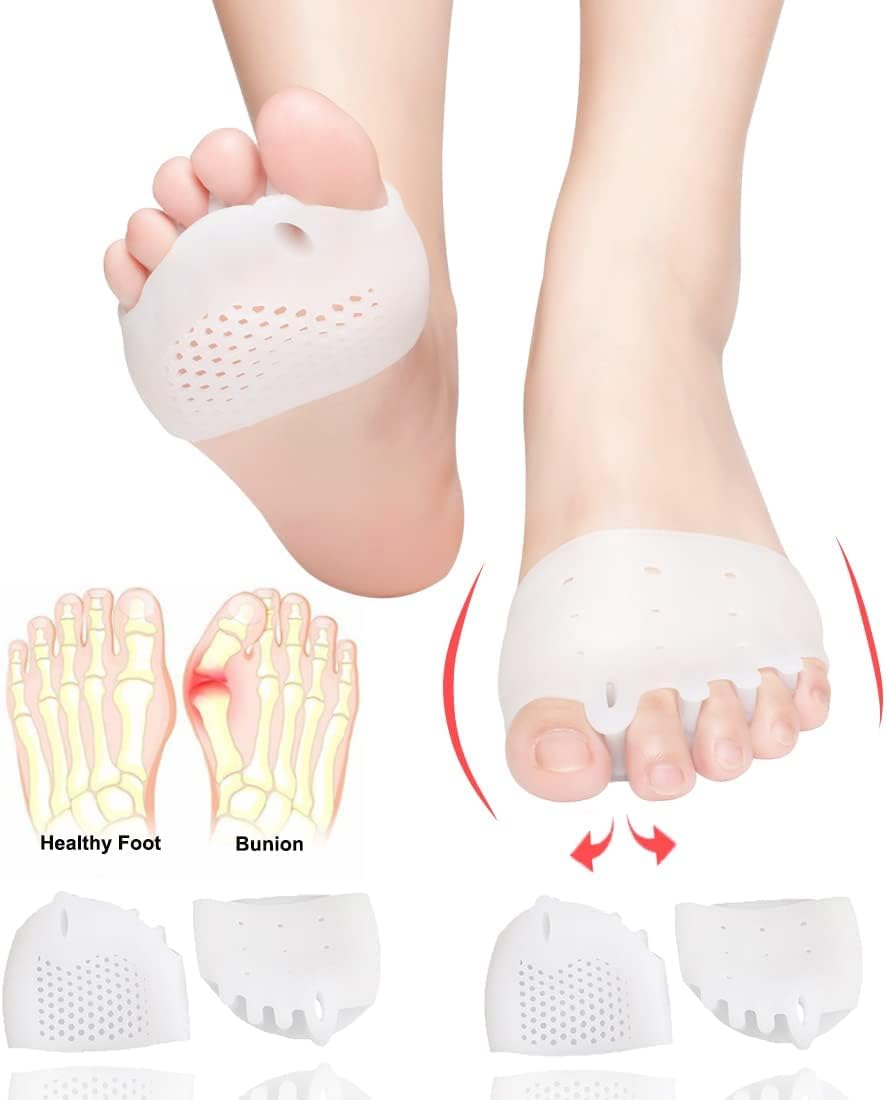 Lohotrip 2 Pairs Metatarsal Pads, Gel Toe Separators, Bunion Corrector Cushion, Toe Spacers, Ball of Foot Cushions, Soft & Breathable