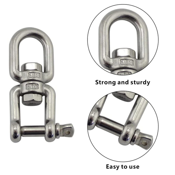 2 Pcs Swivel Rings Double Ended Snap Swivel Shackles Stainless Steel Swivel Snap Anchor Shackle Riggings for Hanging Chair Sandbag Industry